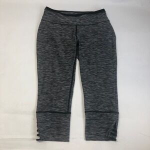Prana Crop Leggings Gray Black Space Dye Activewear Yoga Athletic‎ Size Large